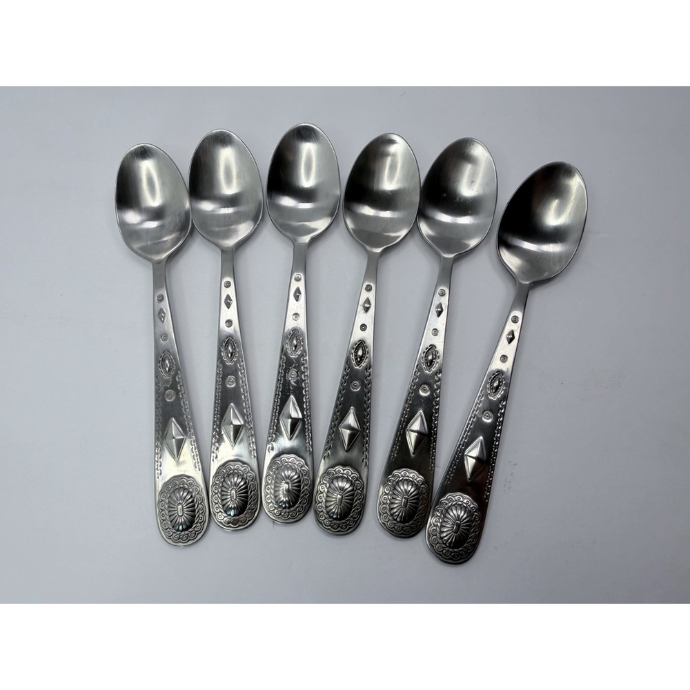 Wallace TAOS Stainless Southwest Motif Set of 8 Teaspoons 6 3/8"